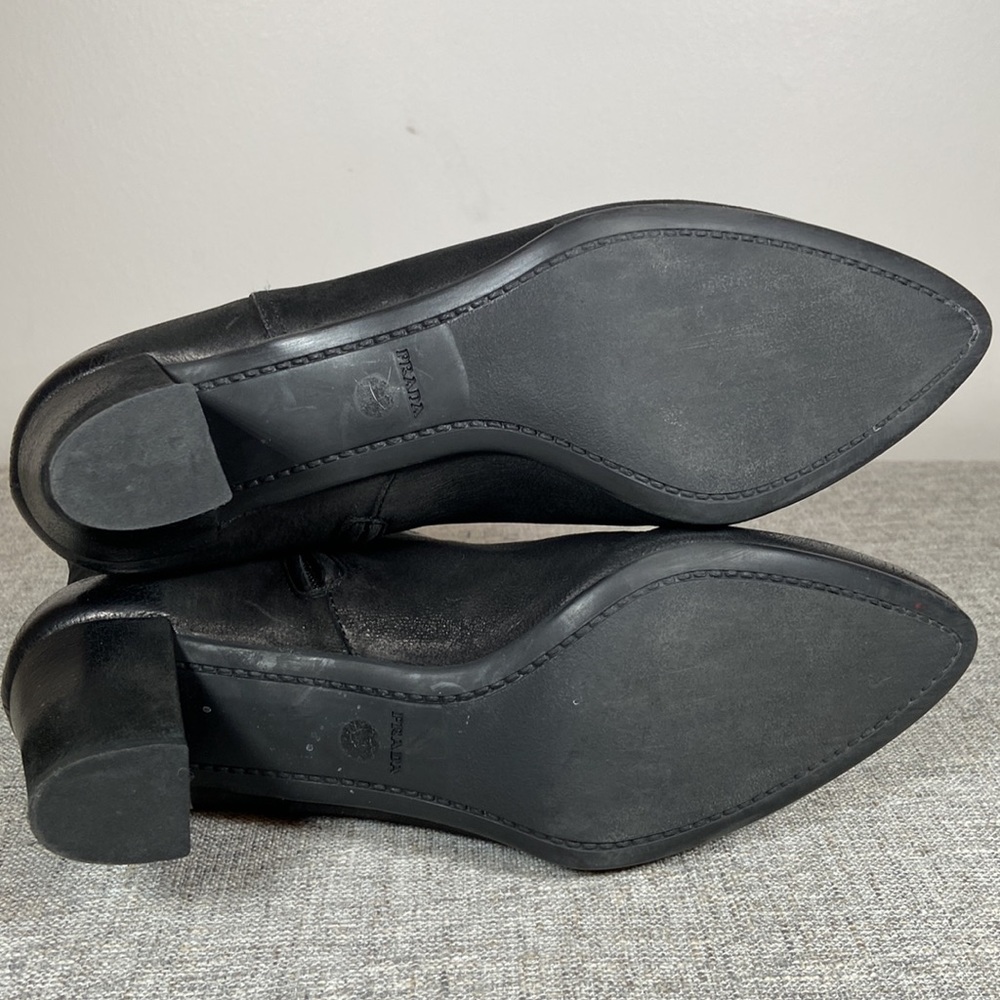 Prada Black Textured Ankle Boots - Picture 6 of 9